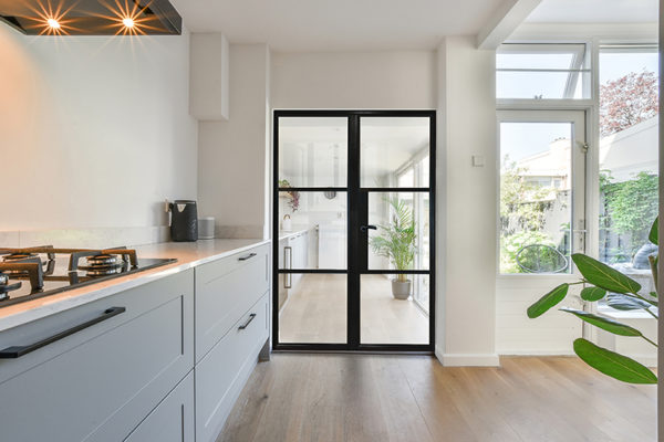 black metal double doors for kitchen