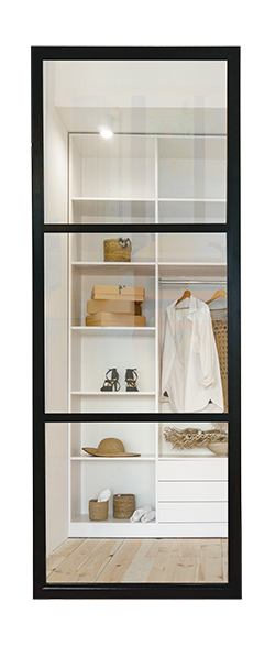 Black metal internal glass partition clear glass