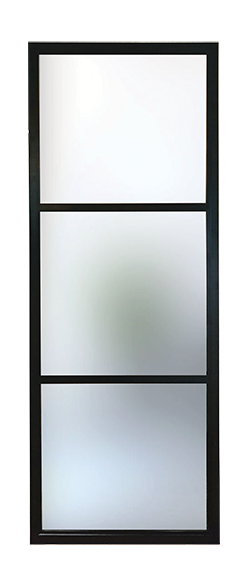 Black metal internal glass partition obscure glass