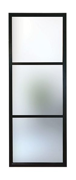 Black metal internal glass partition obscure glass