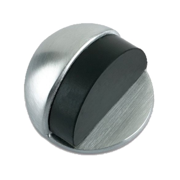 Floor mounted satin door stop